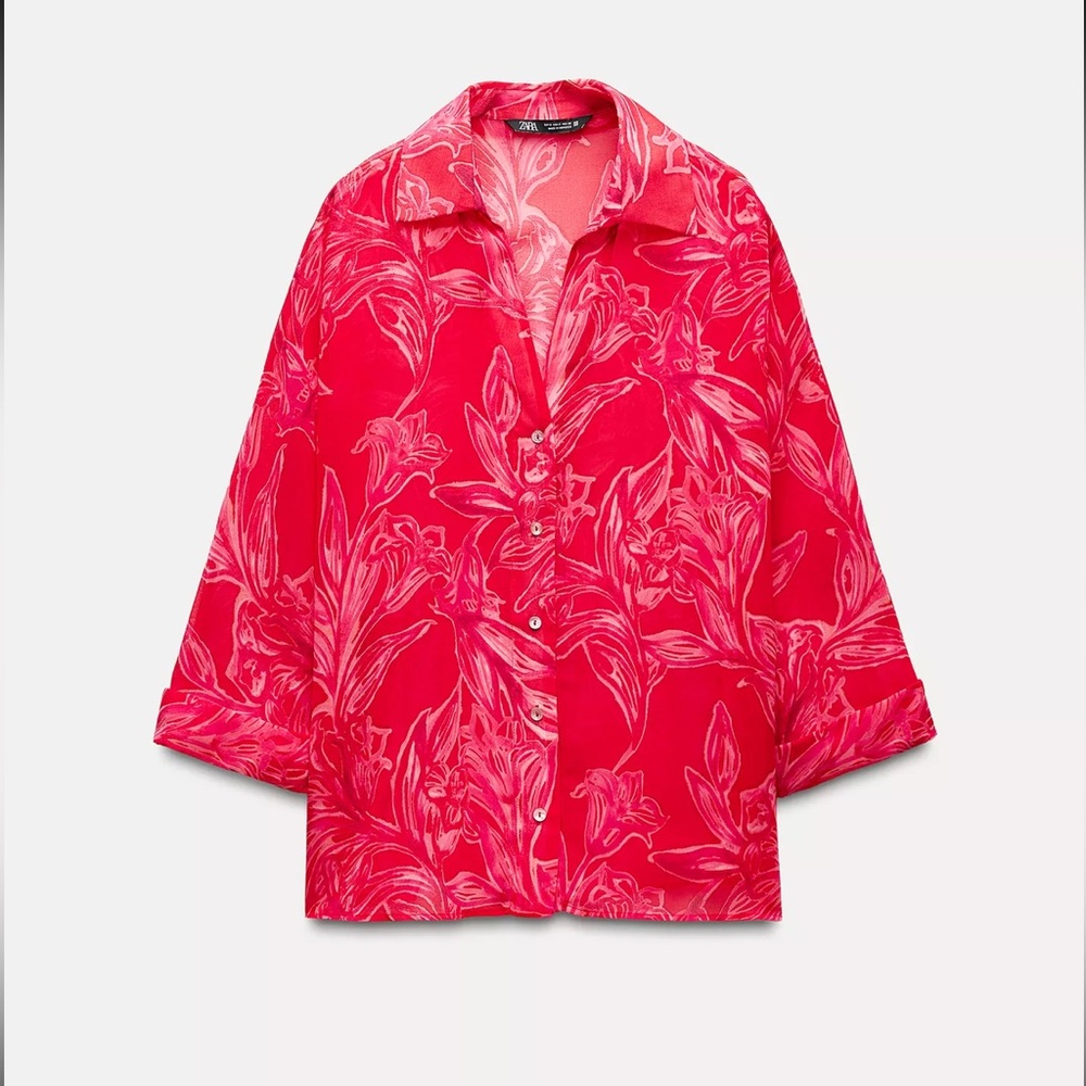 Zara Semi Sheer Floral Blouse